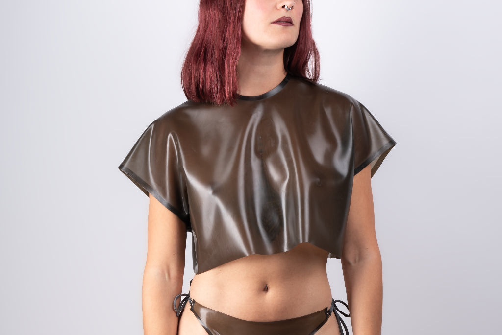 Kimono Cropped Latex T- Shirt - SHOWROOM