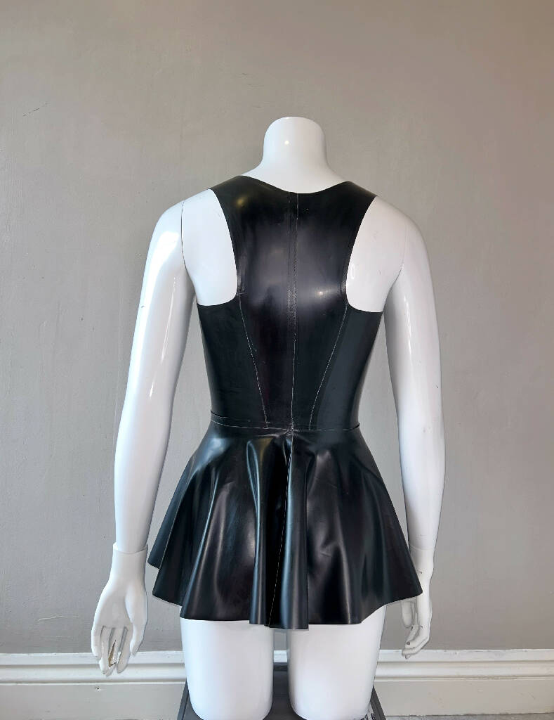 Latex Corset Style Mini Dress with Circle Skirt. | Custom Made.