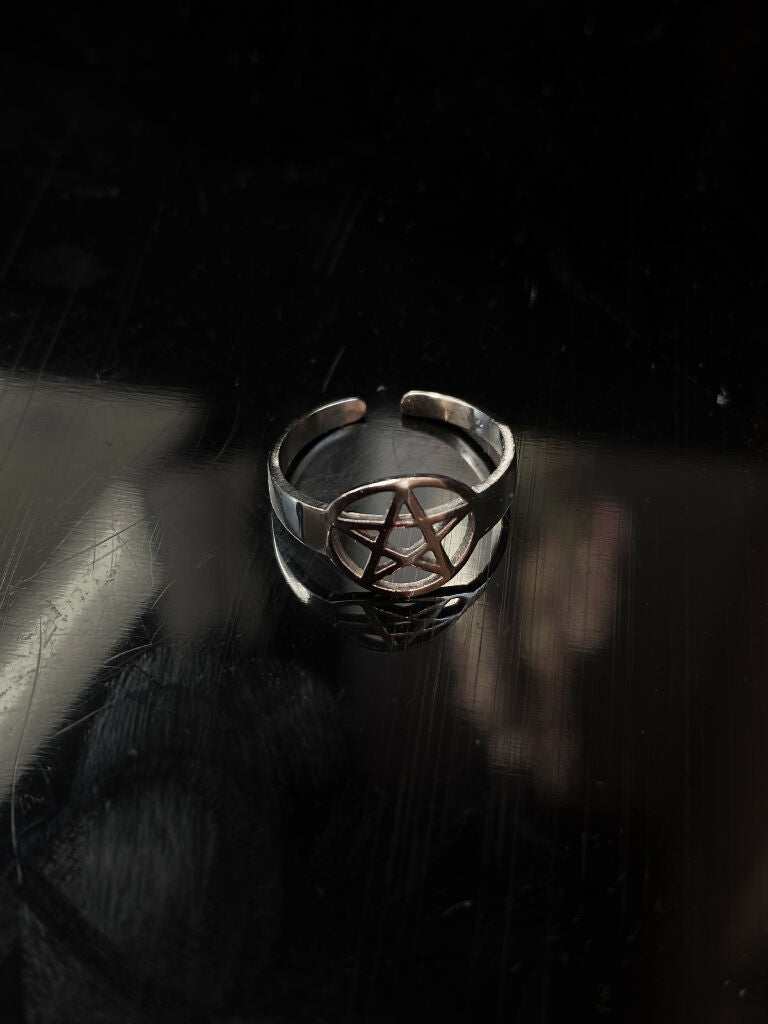 Pentagram foot fetish gothic toe ring, sterling silver