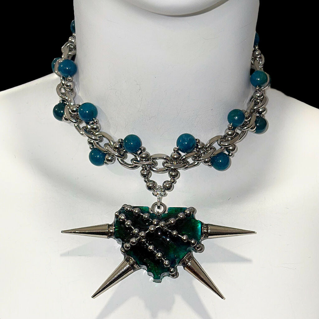 Nocturne Serpent spiked Heart necklace