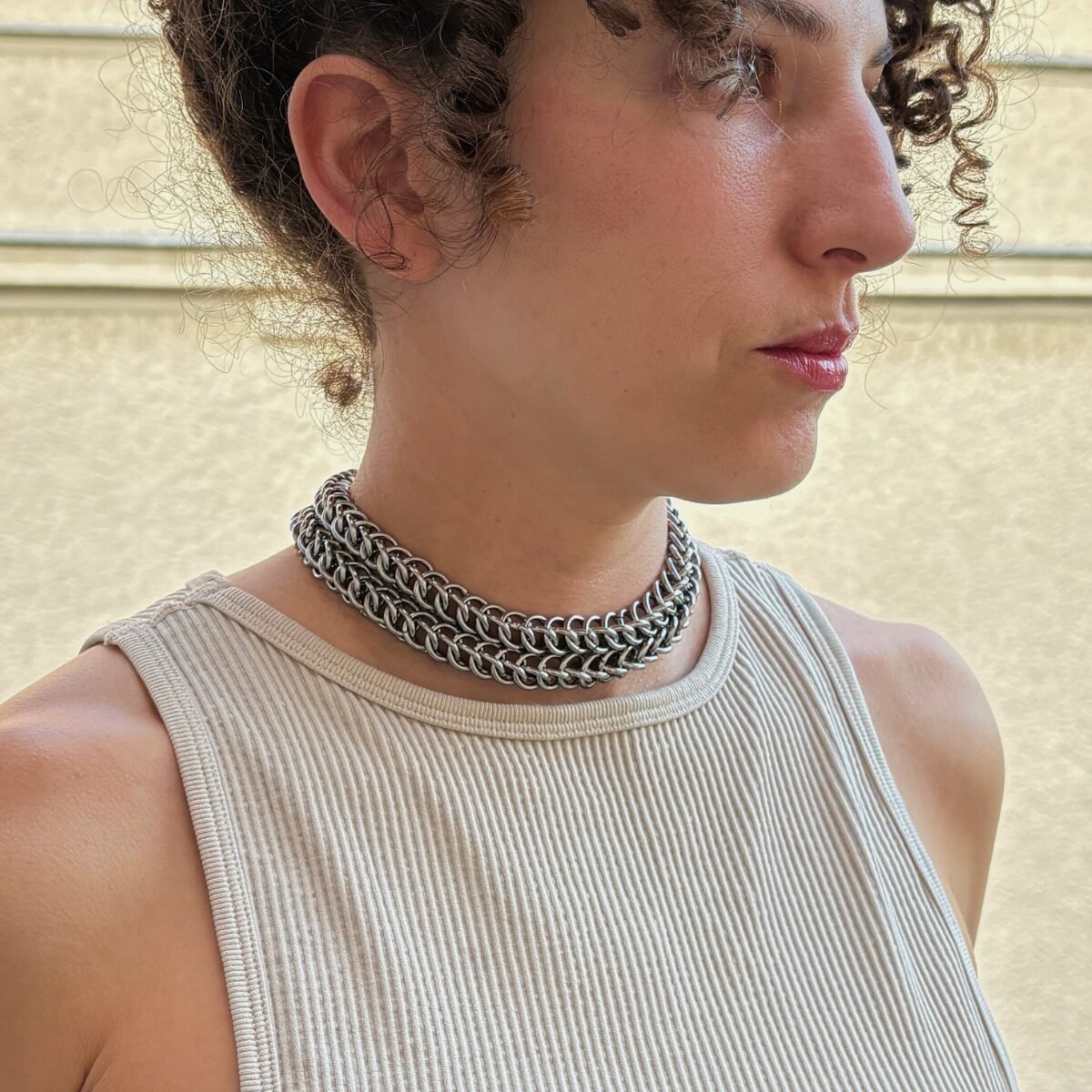 Marigold chainmaille necklace image 0
