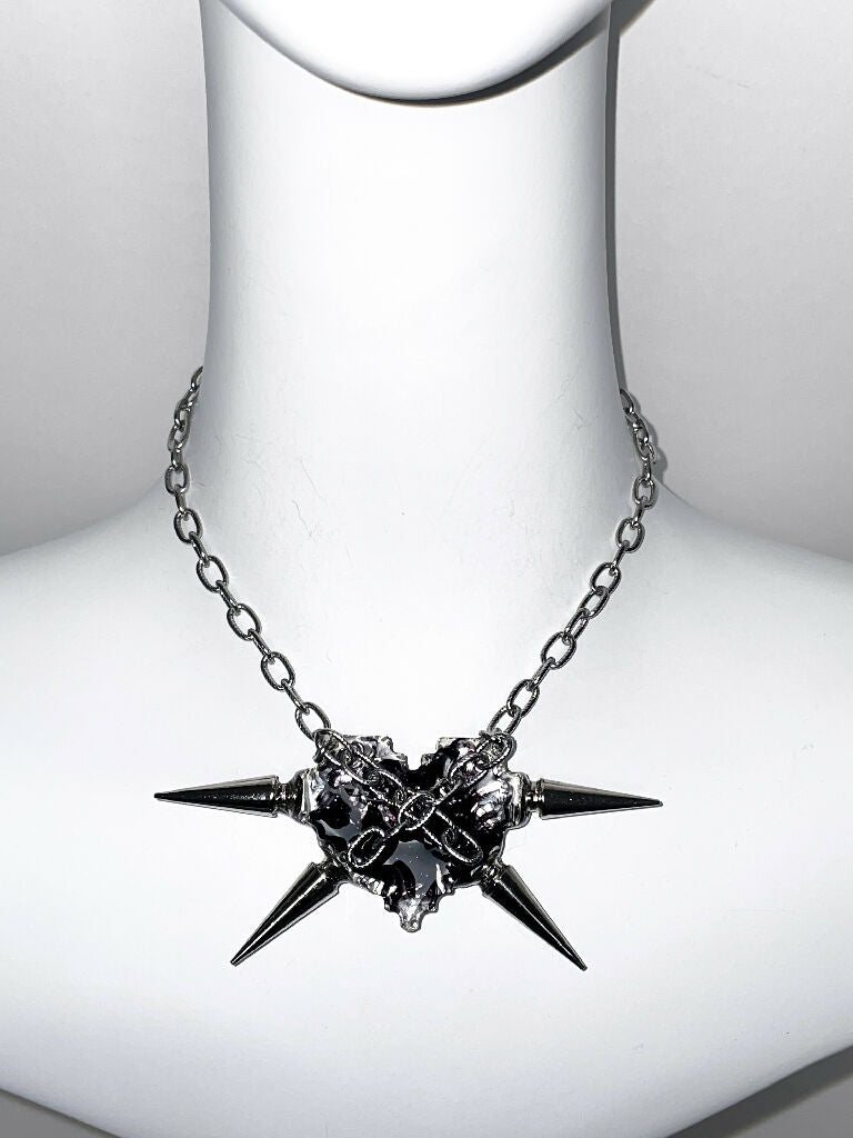 Undying love spiked black Heart necklace