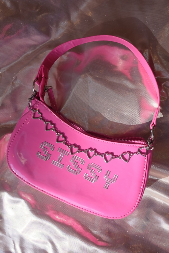 'SISSY Upcycled Custom Rhinestone Handbag