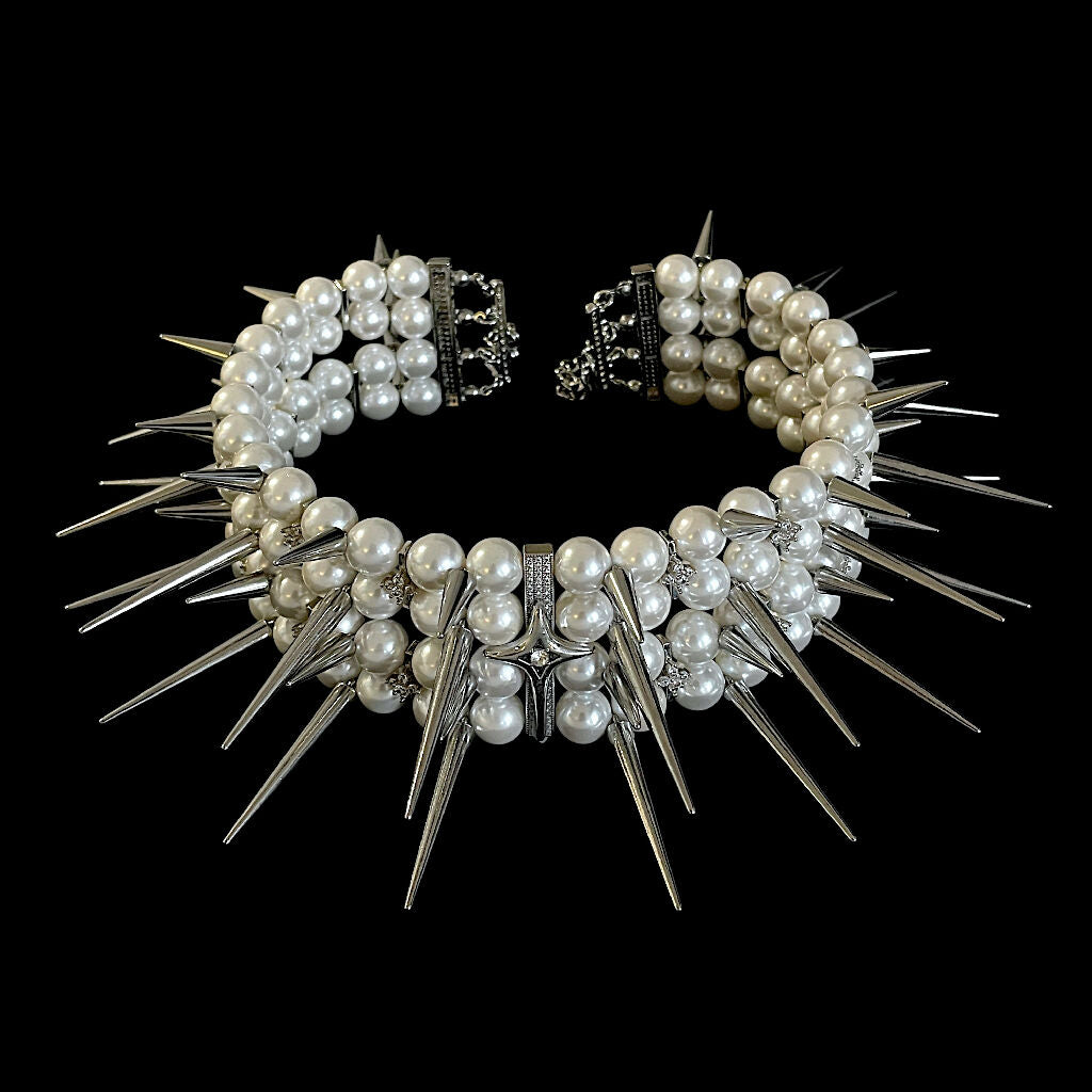 Crown of Thorns Pearl spiked choker