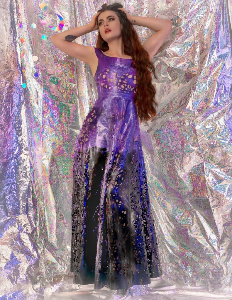 Ombre Latex Bardot Maxi Dress
