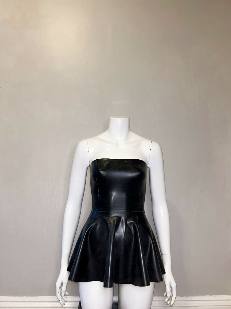 Latex MIni Boob Tube Skater Dress. Custom Made