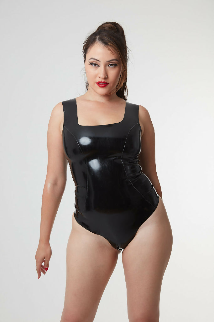 Amentium Back to Basics Latex Square Neck Bodysuit Front