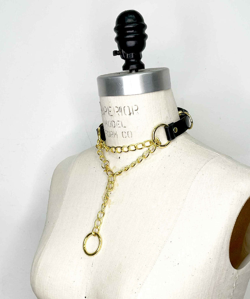 Compliance Spiked Leather Martingale Collar