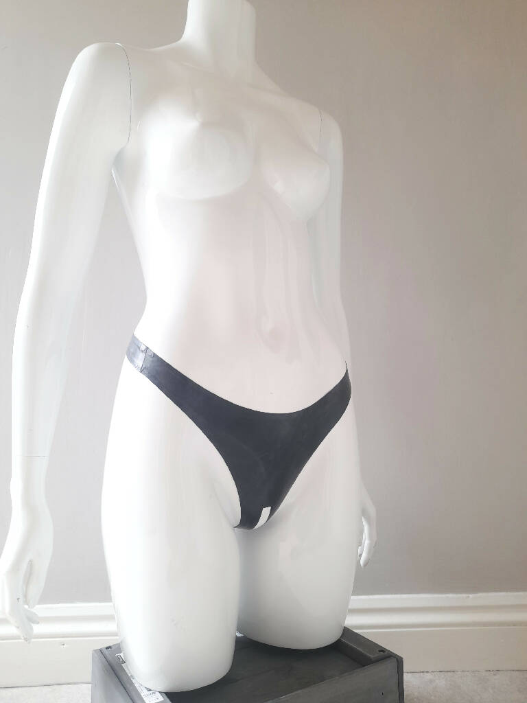 Latex Simple Crotchless Thong, Custom Made