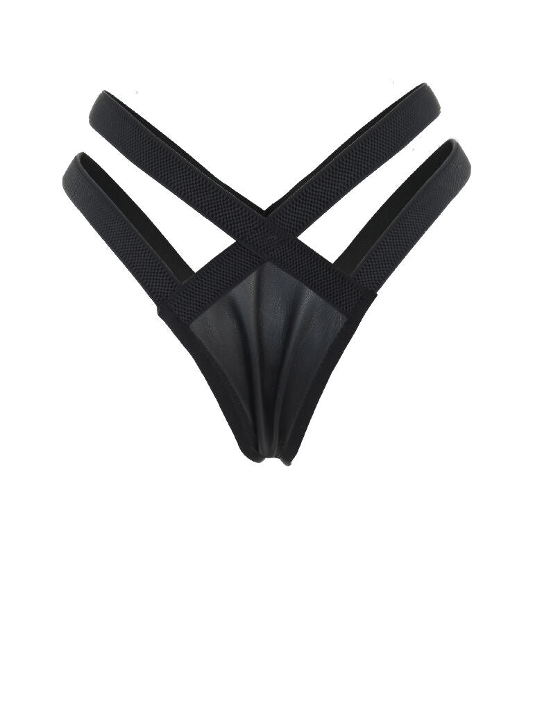 Thong made of ecoleather BLACK