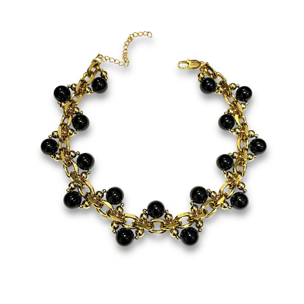 18k gold Natural ONYX TanGle choker /Necklace