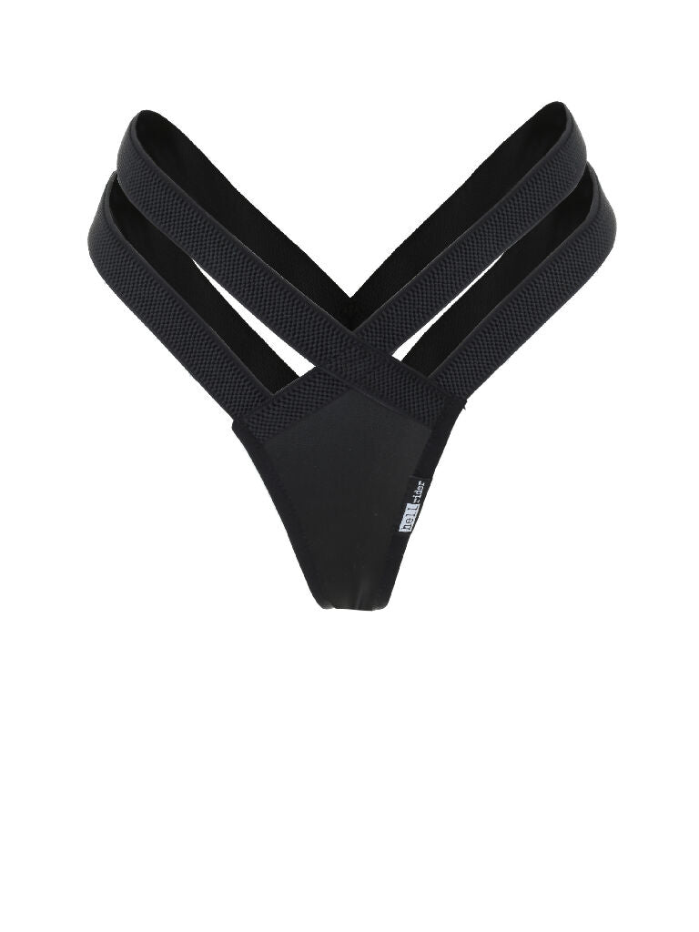 Thong made of ecoleather BLACK