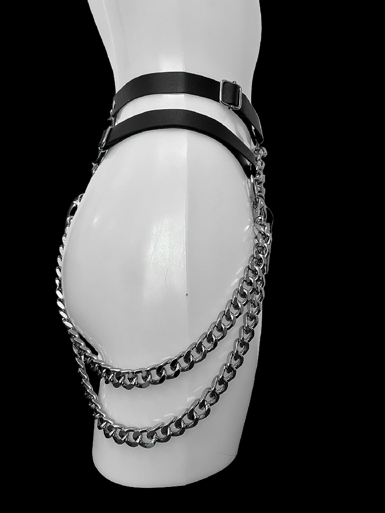 Slayer o ring spike vegan leather harness panties