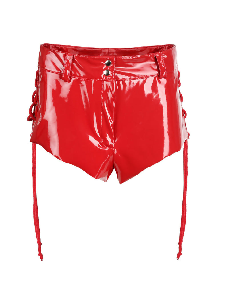 Shorts tied up made of lack RED
