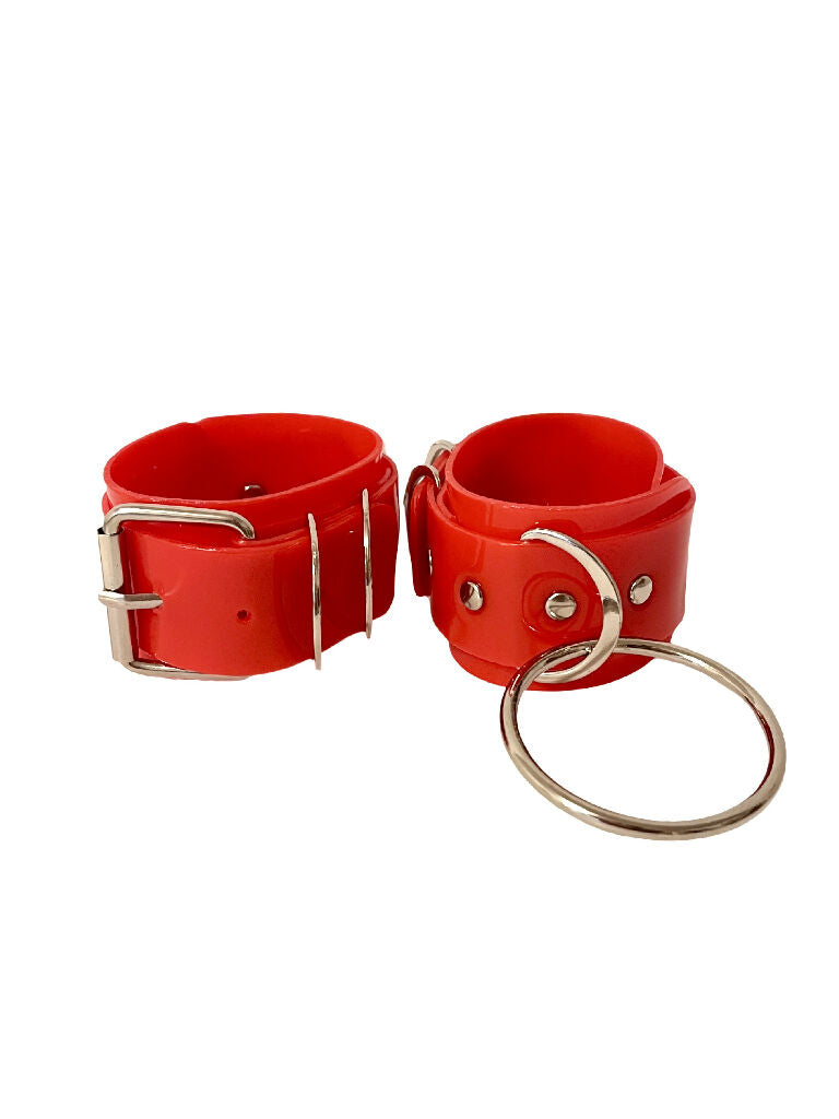 OBEY SET - RED PVC - HARNESS / COLLAR / CUFFS