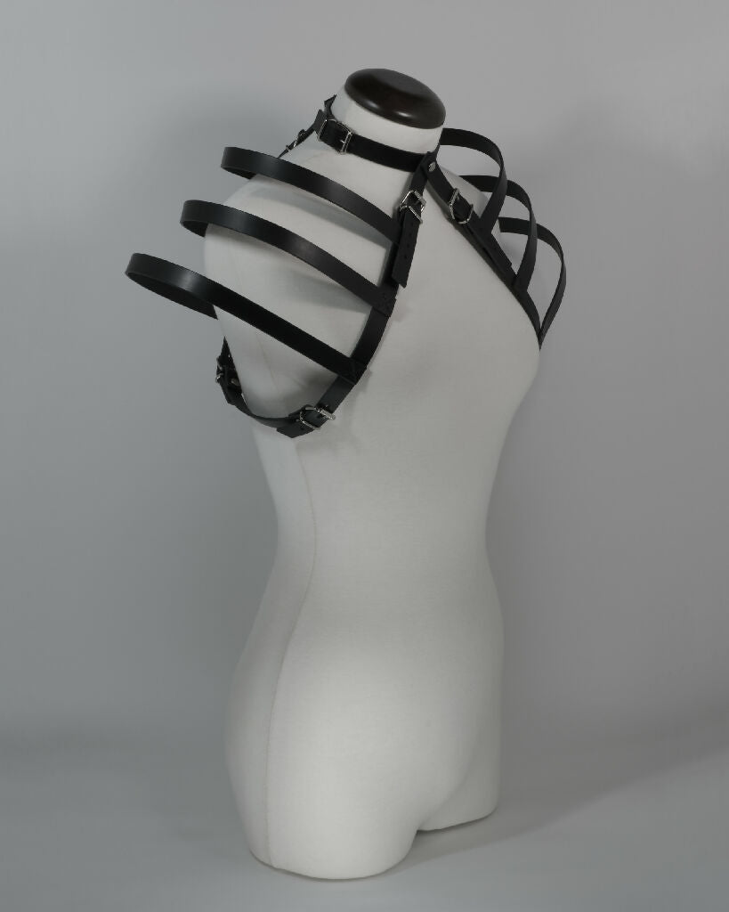 Leather Harness Choker - Avant Garde Cage