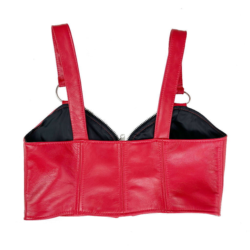 Alicia Red Leather Midi Bustier