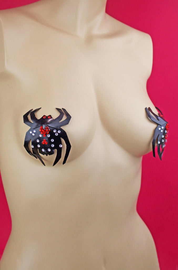 SPIDER LATEX NIPPLE PASTIES ( PICK YOUR COLOUR )