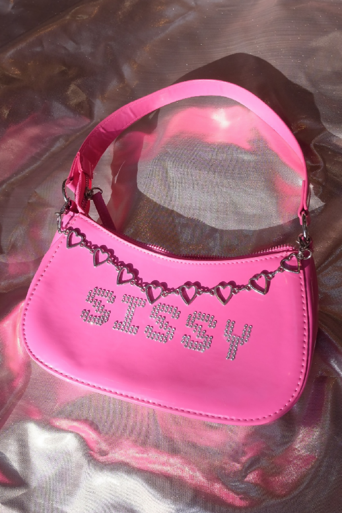 'SISSY Upcycled Custom Rhinestone Handbag