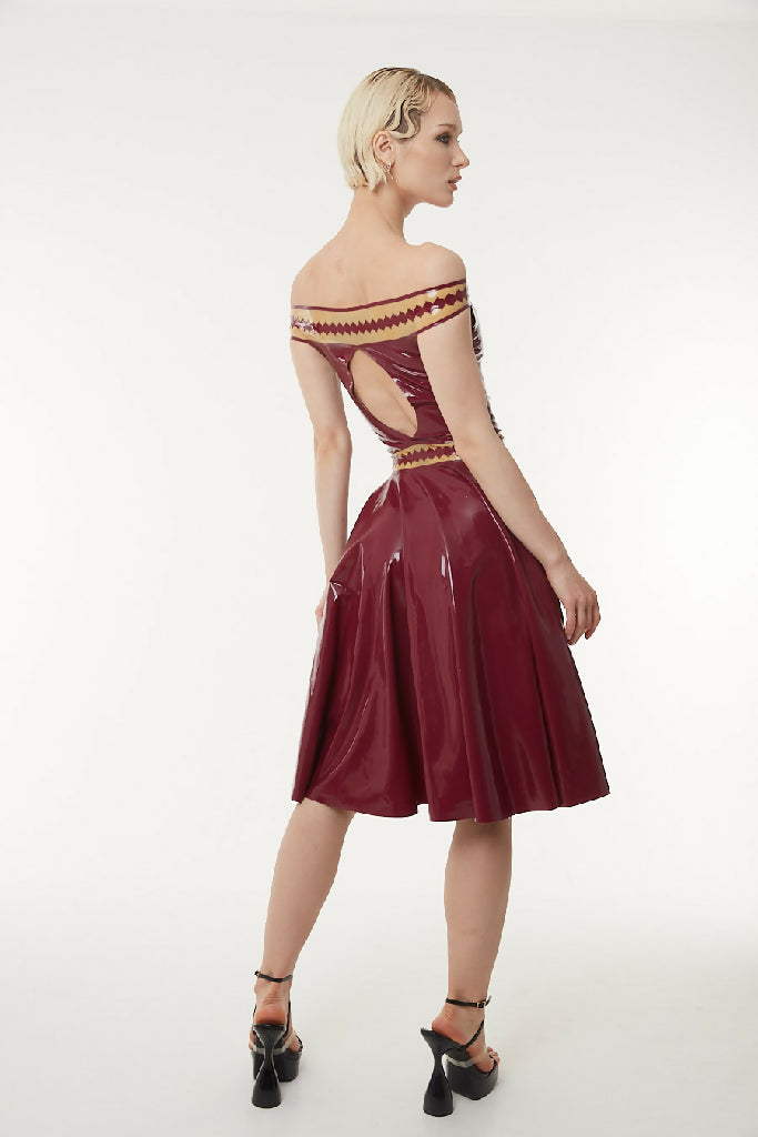 Amentium Without Warning Latex Bardot Dress Back