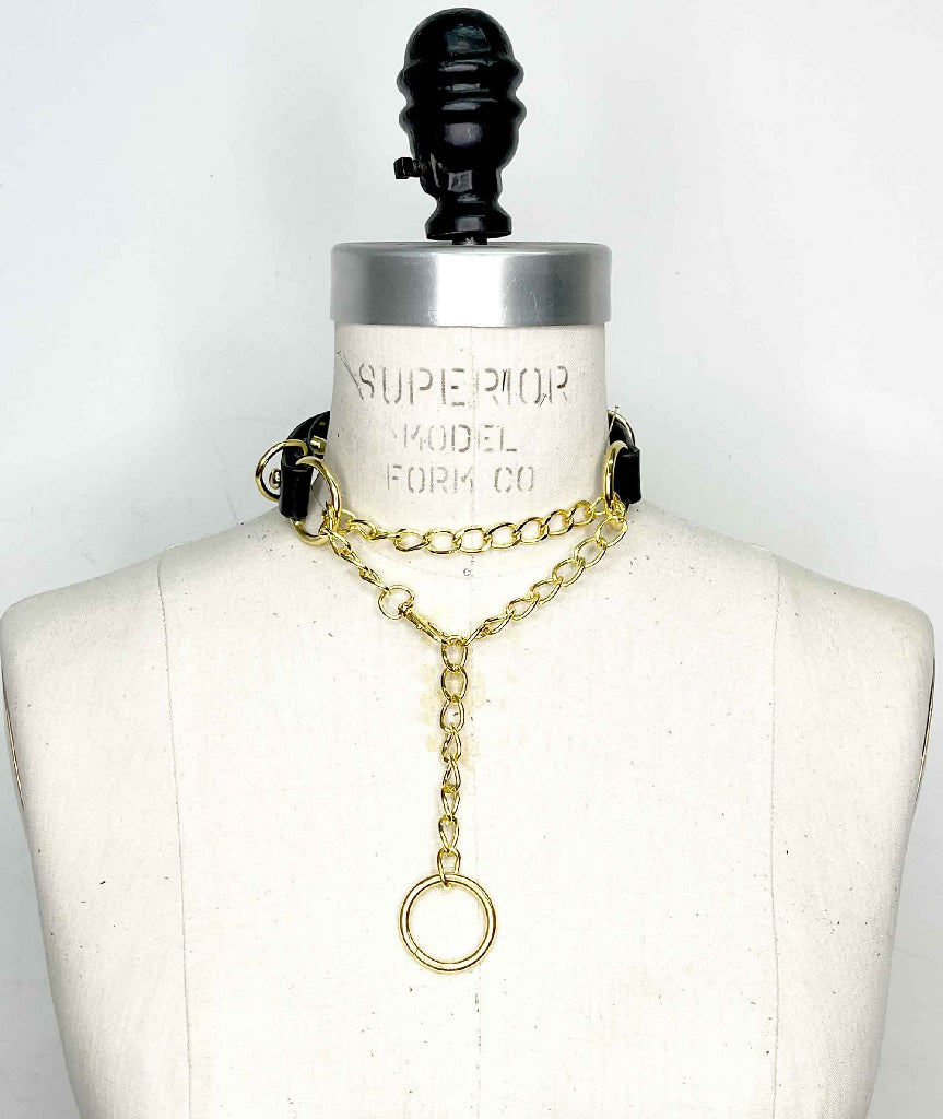 Compliance Spiked Leather Martingale Collar