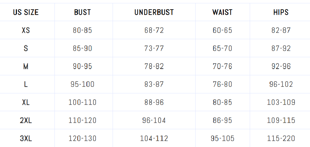 Louissine size chart