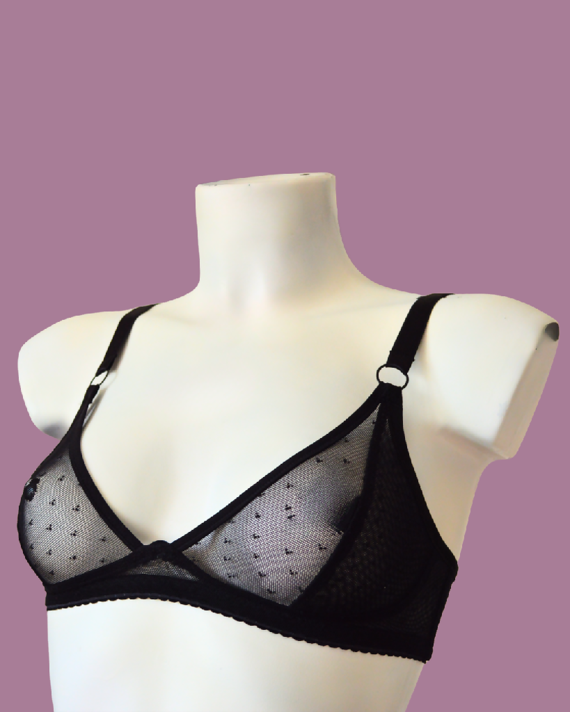 The wire free TOUCH bra in soft stretch pin dot mesh. LIMITED EDITION