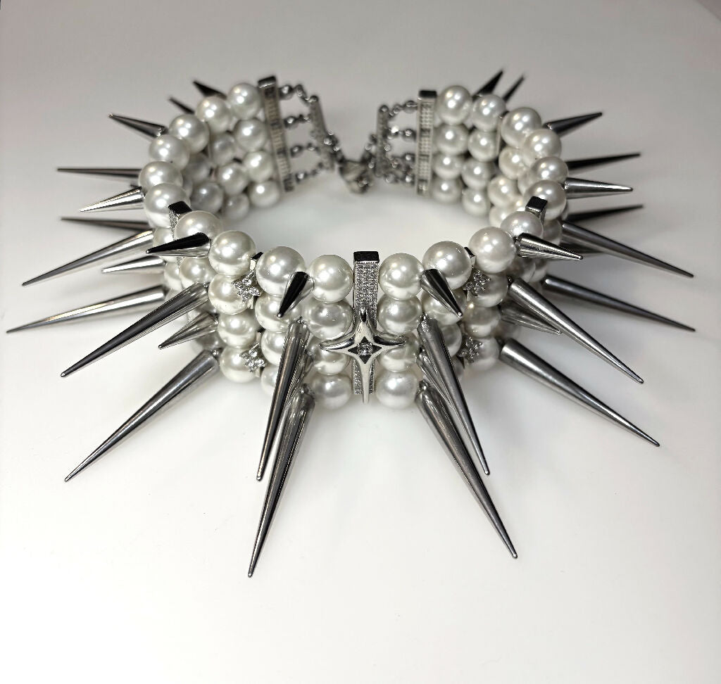 Crown of Thorns Pearl spiked choker