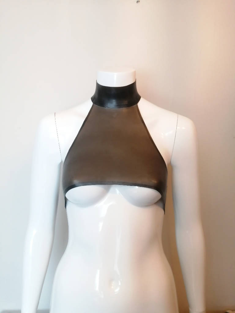 Latex Halter Neck Crop Top, Custom Made.