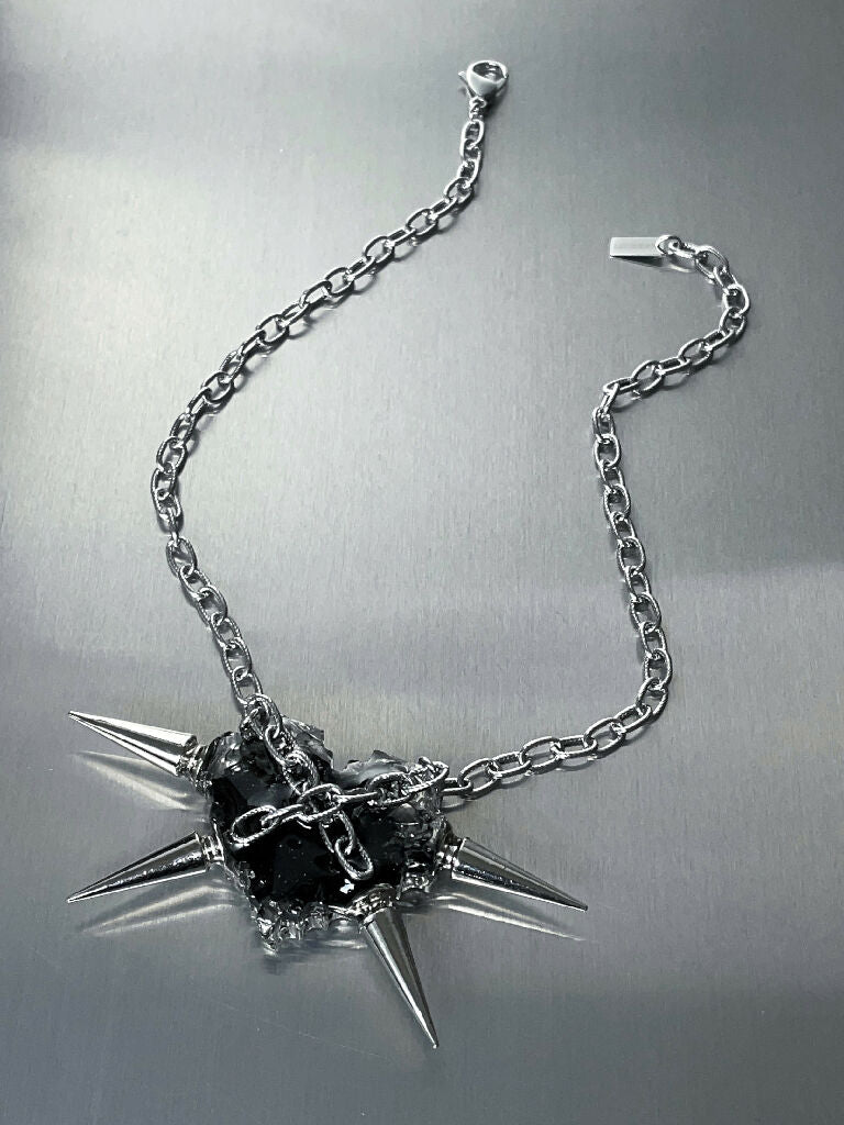 Undying love spiked black Heart necklace