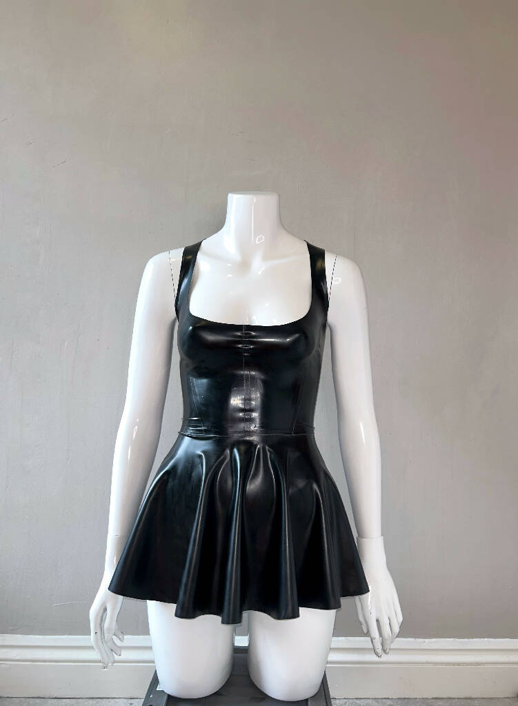 Latex Corset Style Mini Dress with Circle Skirt. | Custom Made.