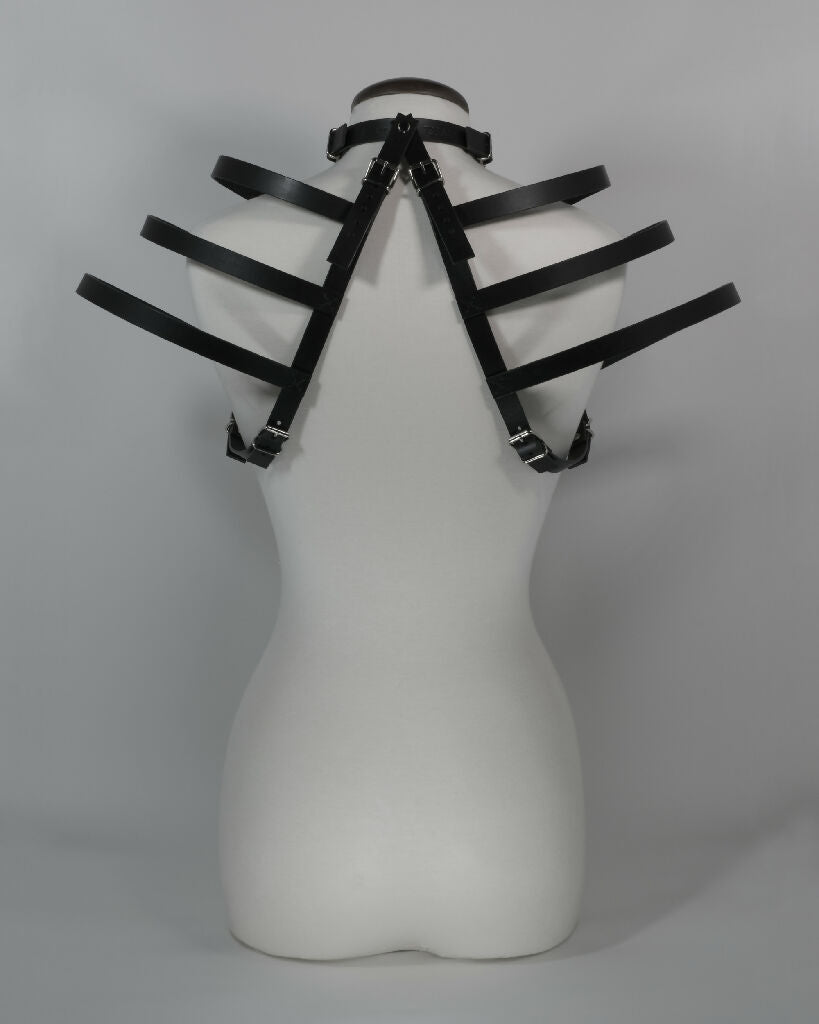 Leather Harness Choker - Avant Garde Cage