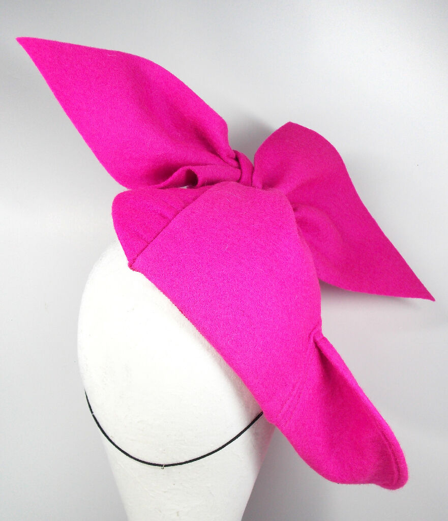 Hot pink 40s bow hat3