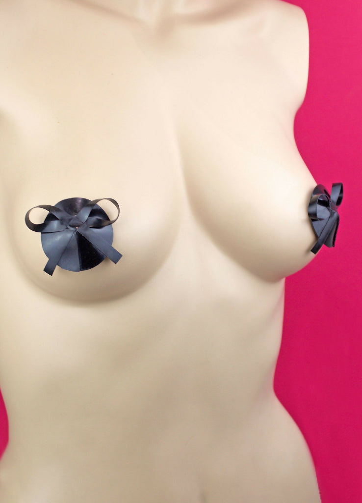 BOW LATEX NIPPLE PASTIES ( PICK YOUR COLOUR )