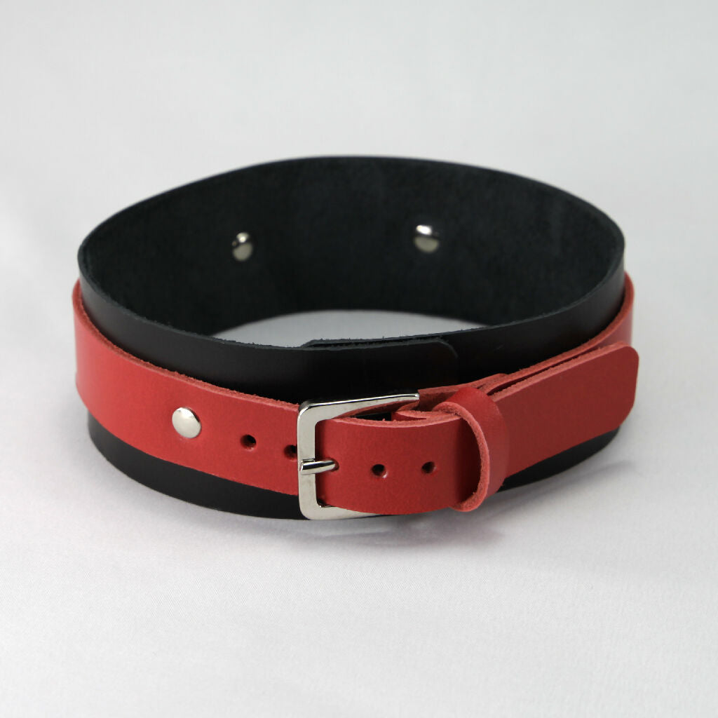Leather Collar Black/Red