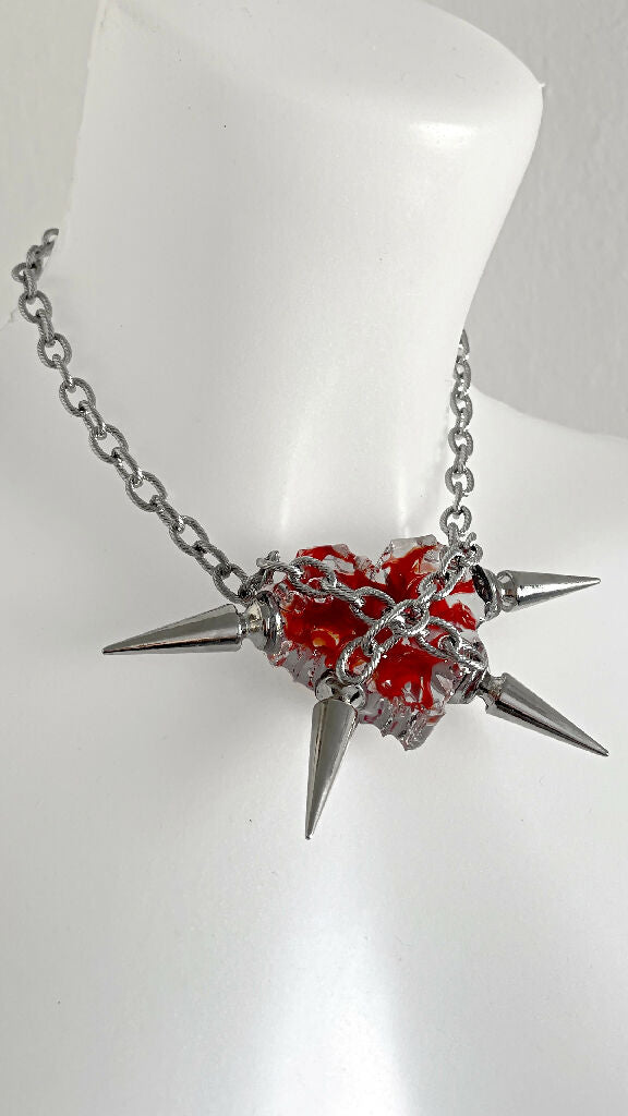 Bleeding cyber heart necklace