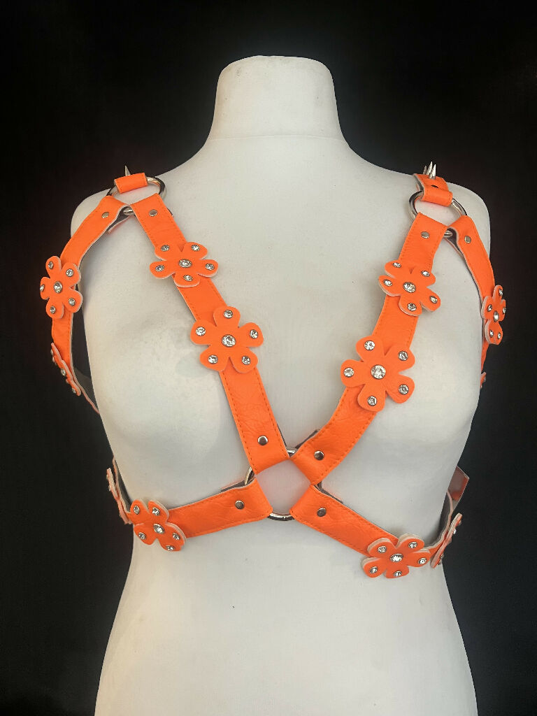 Flower Cage Bra harness With Rhinestones