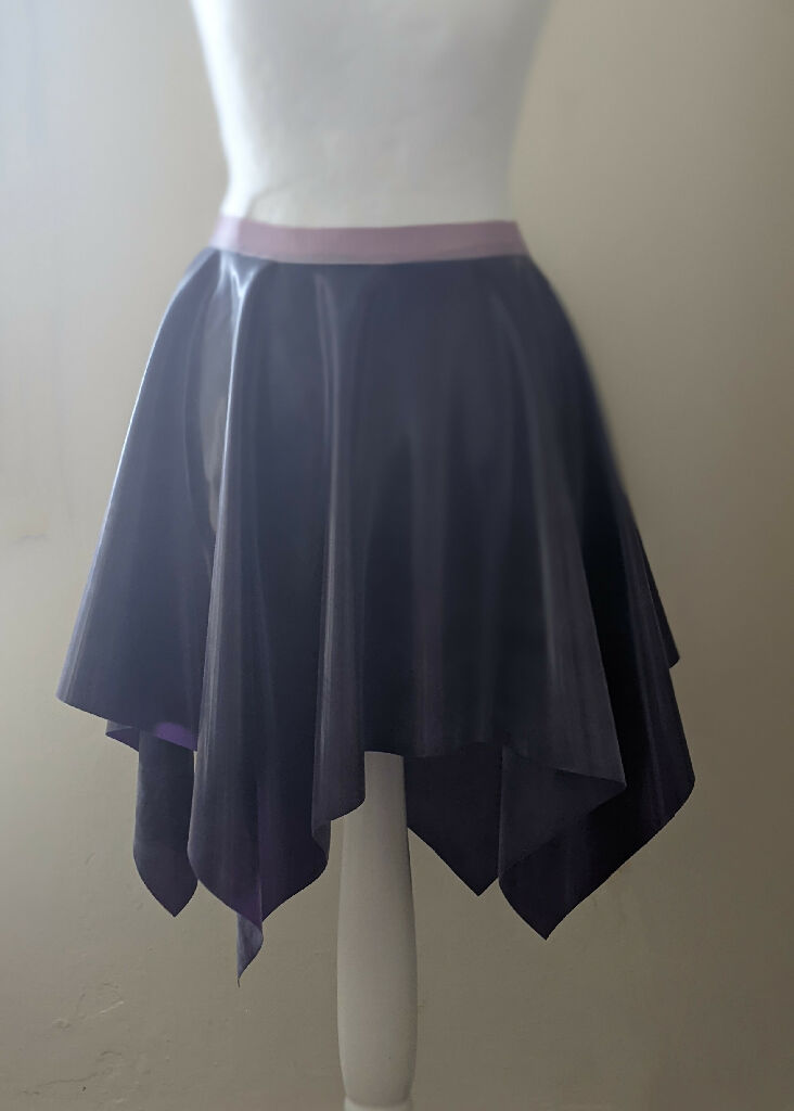 Latex Rubber Midi Pixie Skirt Purple