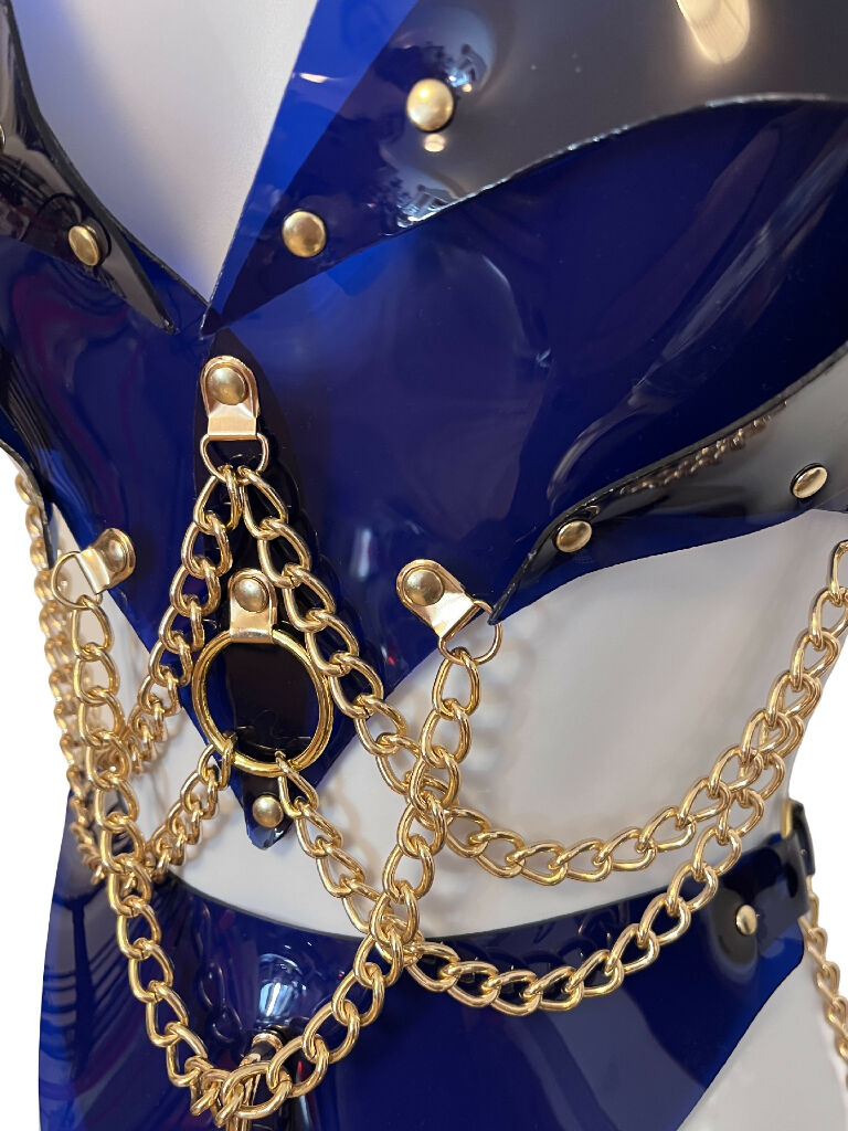 HEART IN CHAINS SET - Navy and Gold
