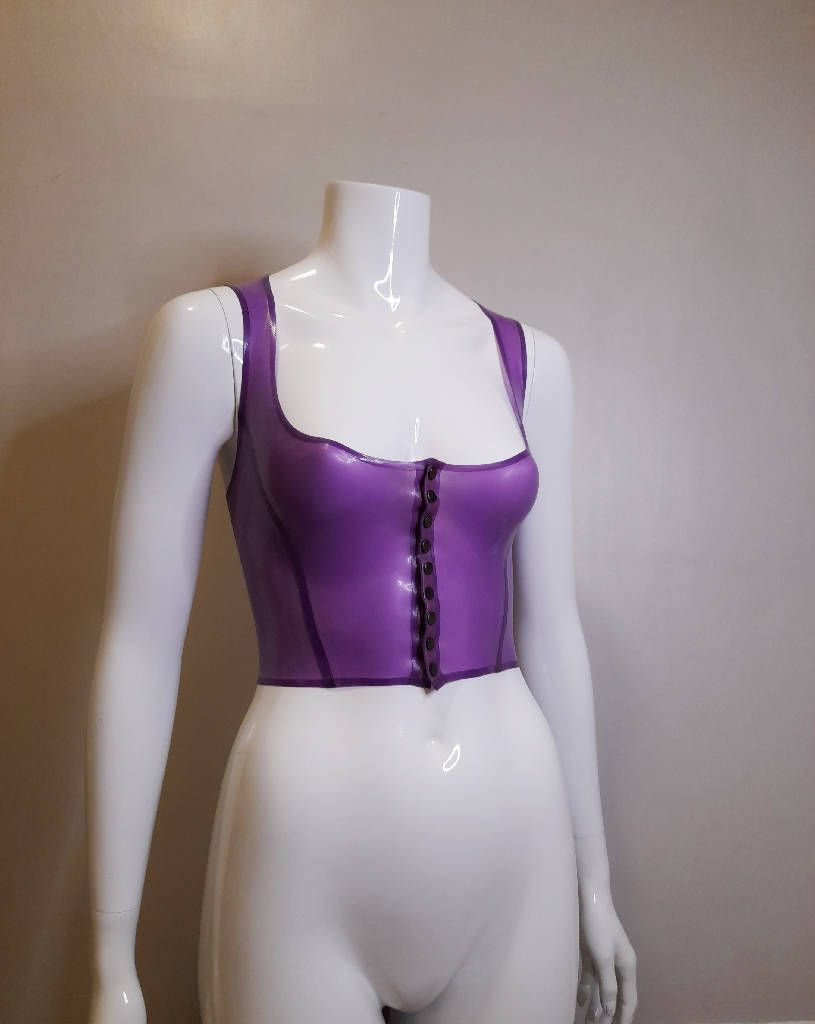 Latex Corset Style Popper Front Top, Custom Made