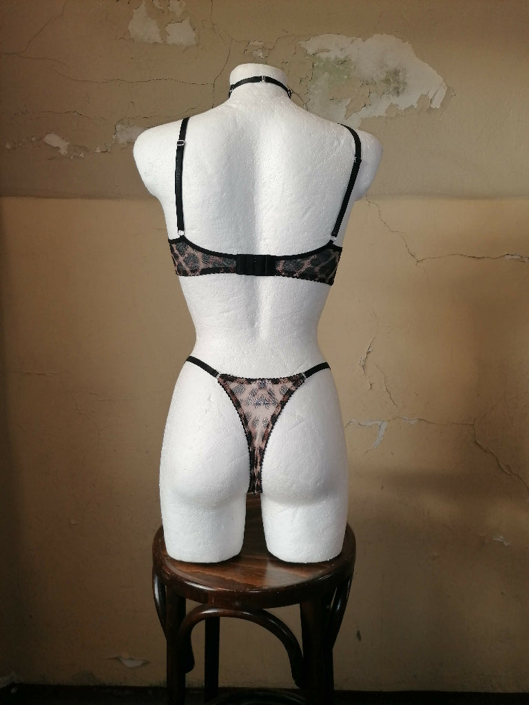 Mesh Bralette Leopard with Rings