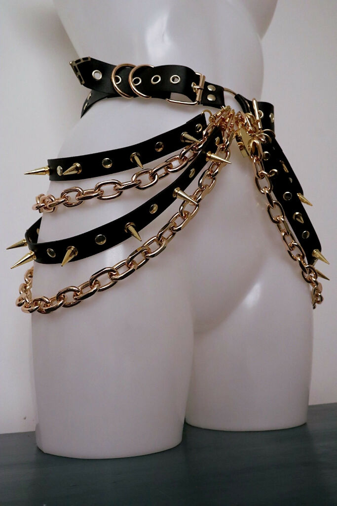 Lyra chain and spike statement harness belt