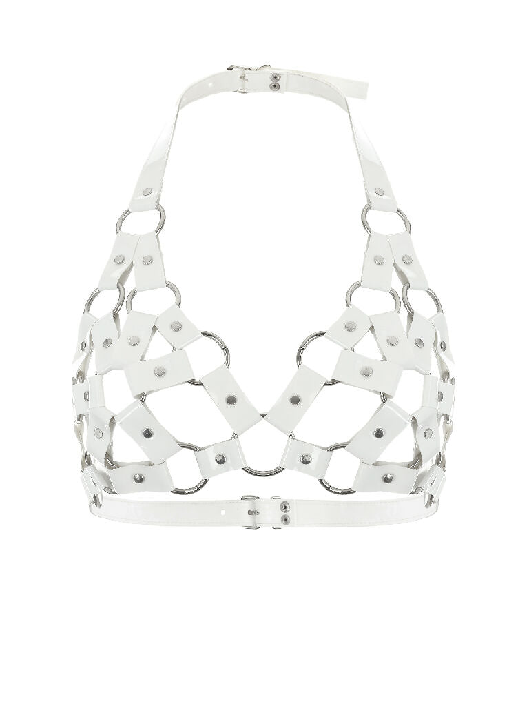 Bra made of lack and metal WHITE