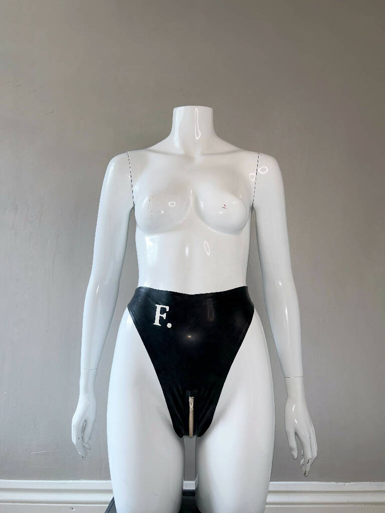 Personalised Latex High-waist Crotch Zip Thong | Custom Made
