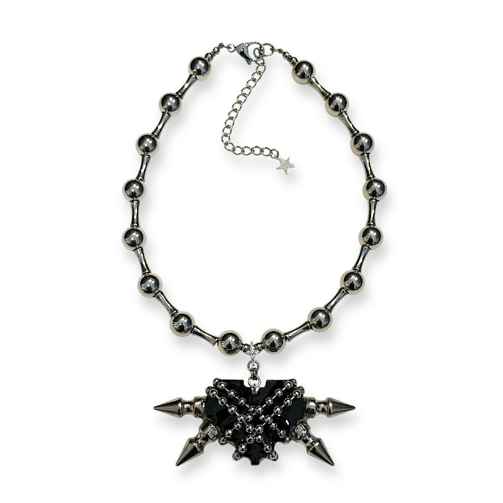 Gaged Steel Dark Heart necklace