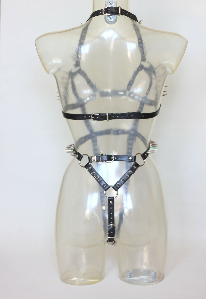 Genuine Leather Monokini Harness with studs