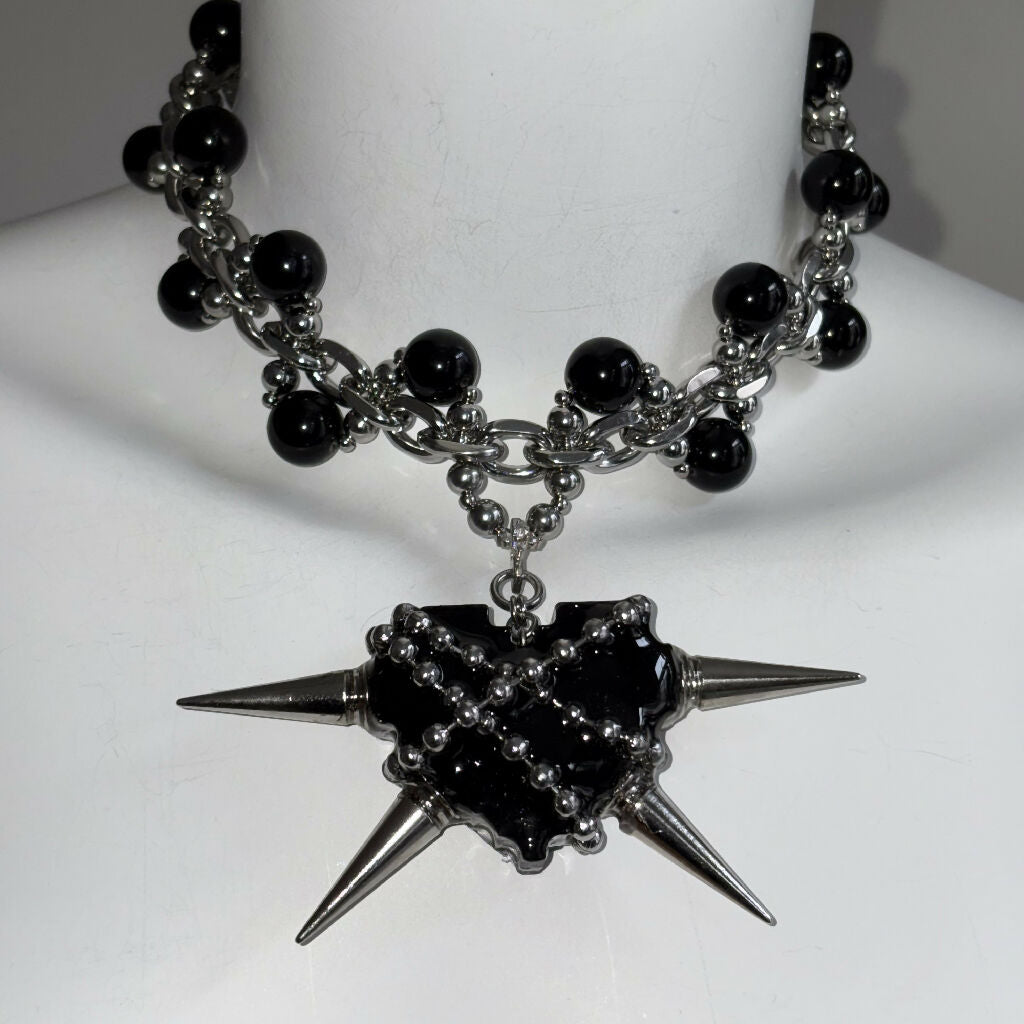 Obsidian Crossfire Heart onyx necklace