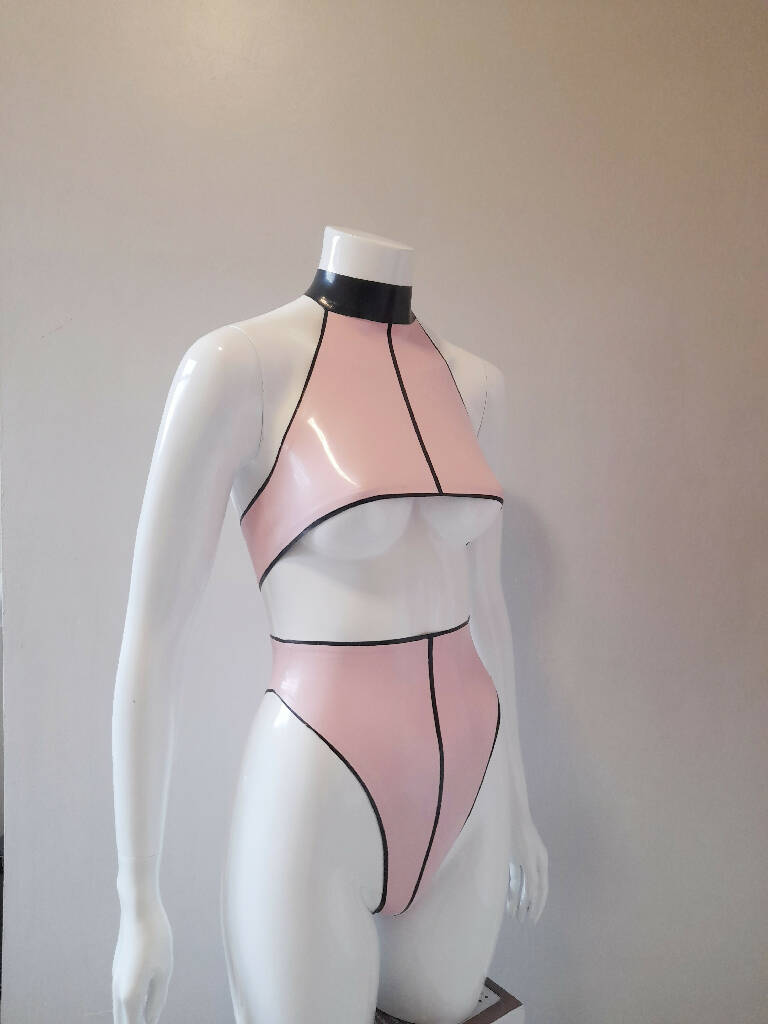 Latex Pin Striped Two Piece Set, Custom Made