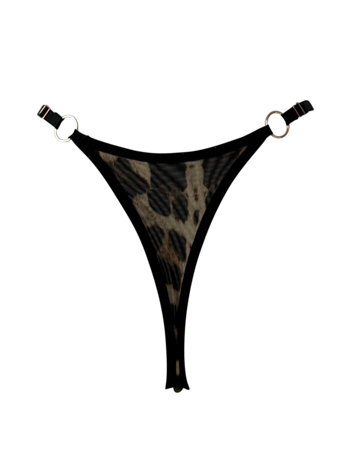 Leopard V2 High Leg Thong with Pom Poms