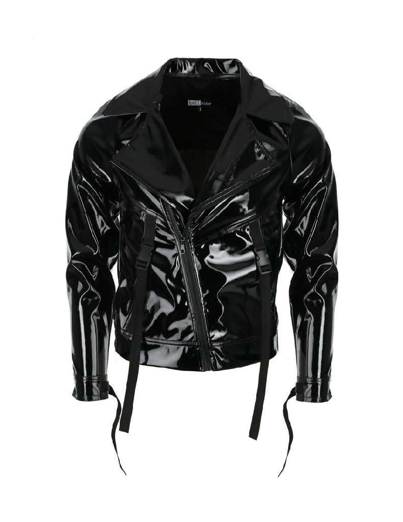 kurtka_ramoneska_lakierowana_z_lacku_lateks_lateksowa_fetish_kinky_goth_gothic_paski_klamry_przod